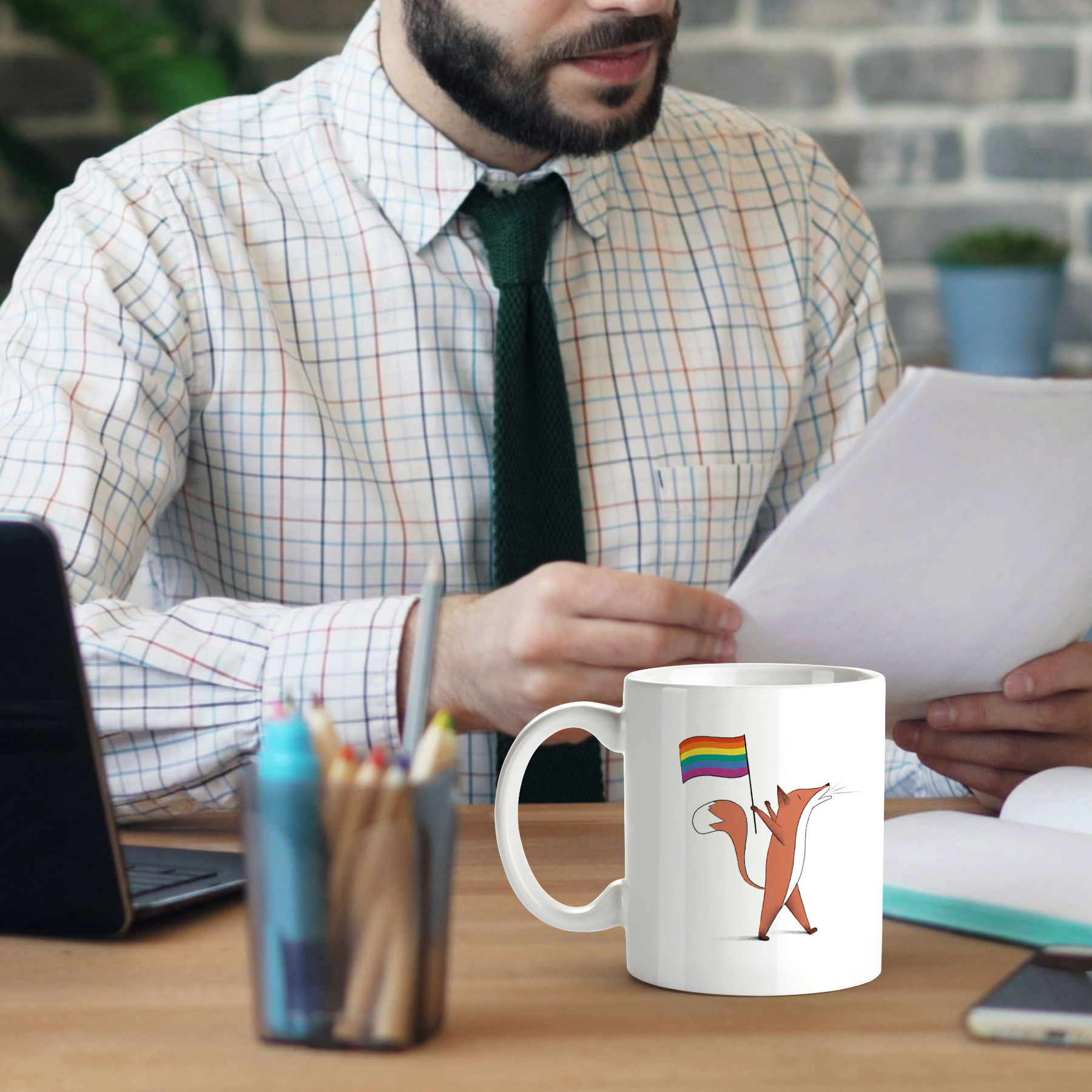 Fox Pride Mug – colorful & cute LGBT+ gift - Image 4