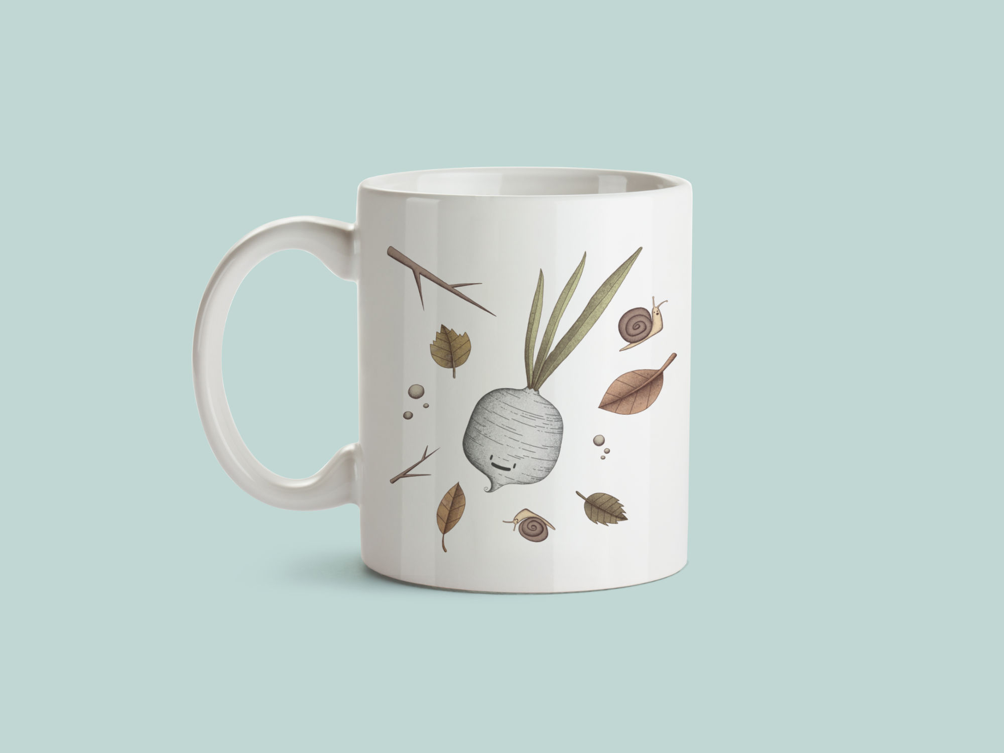 Cute white radish mug – adorable kawaii vegetable