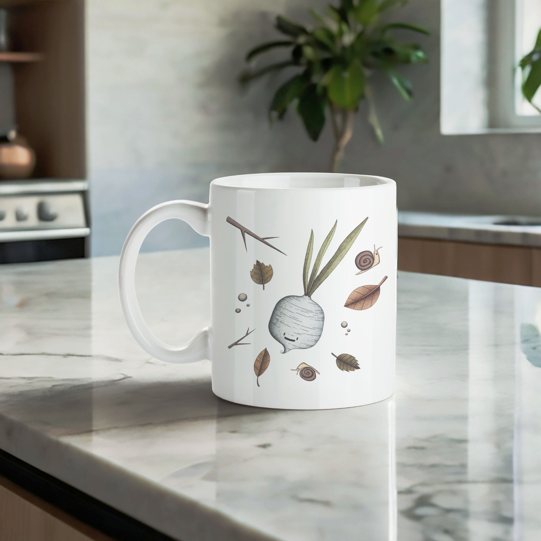 Cute white radish mug – adorable kawaii vegetable - Image 3