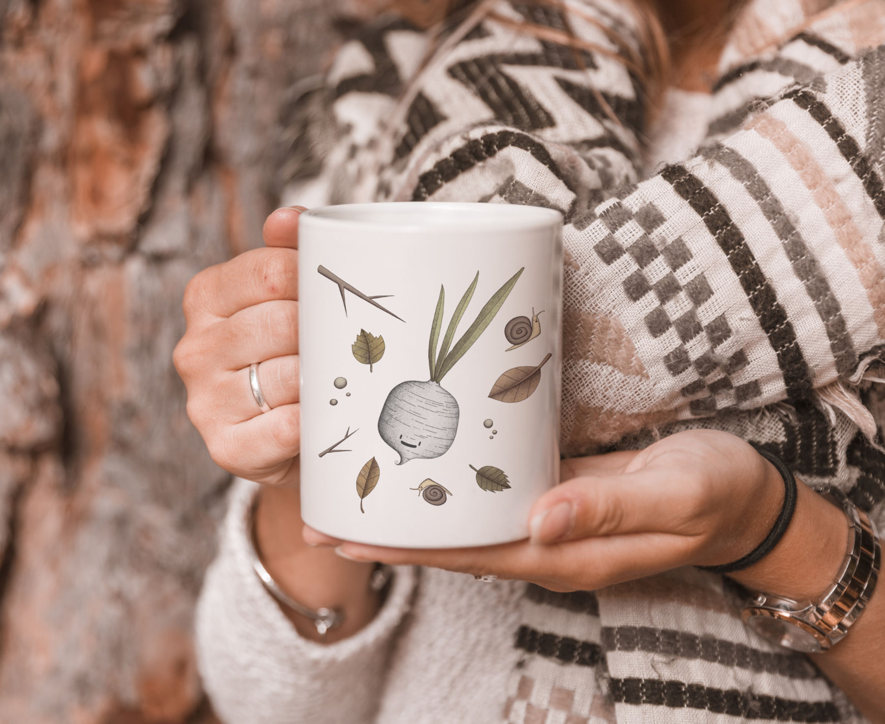 Cute white radish mug – adorable kawaii vegetable - Image 2