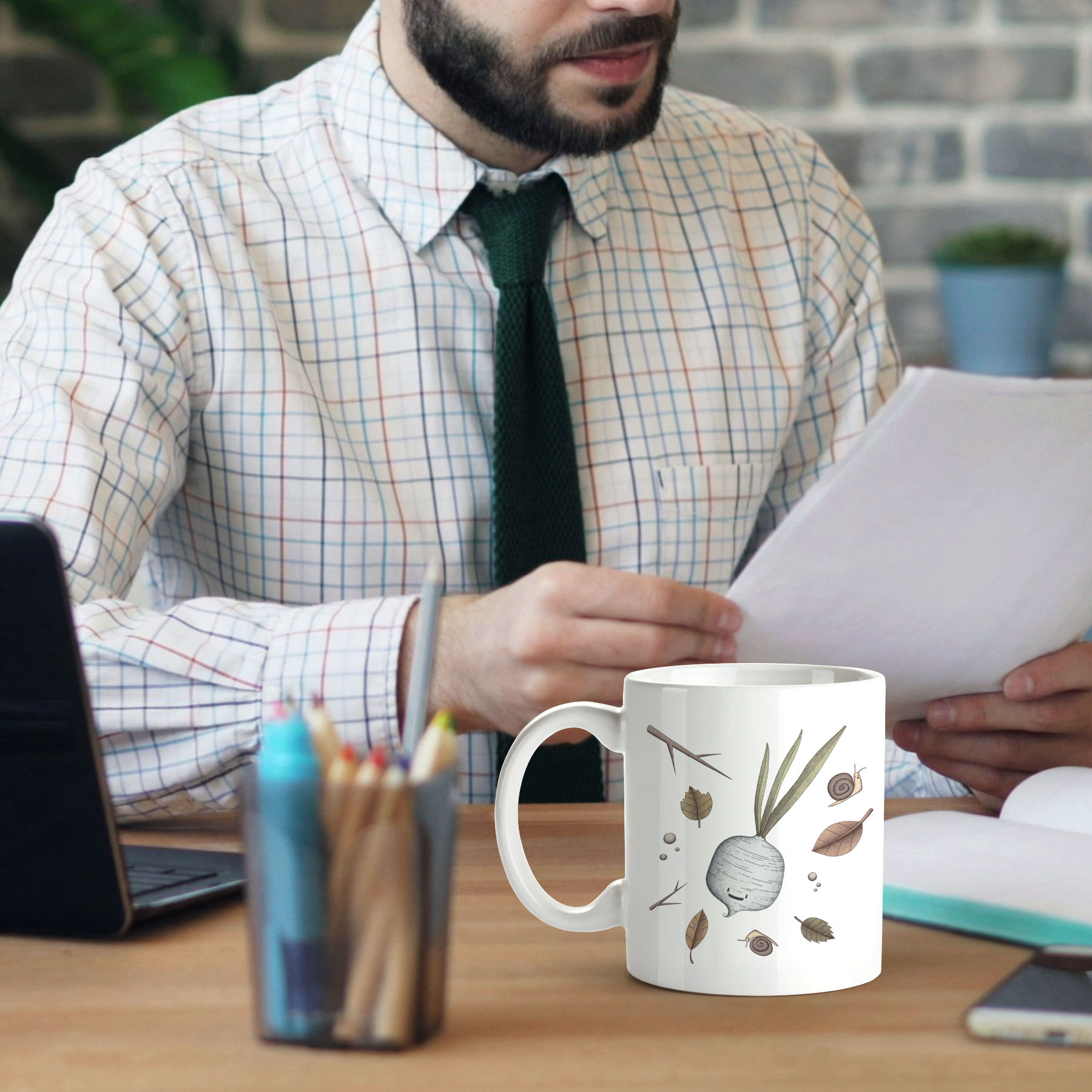 Cute white radish mug – adorable kawaii vegetable - Image 4